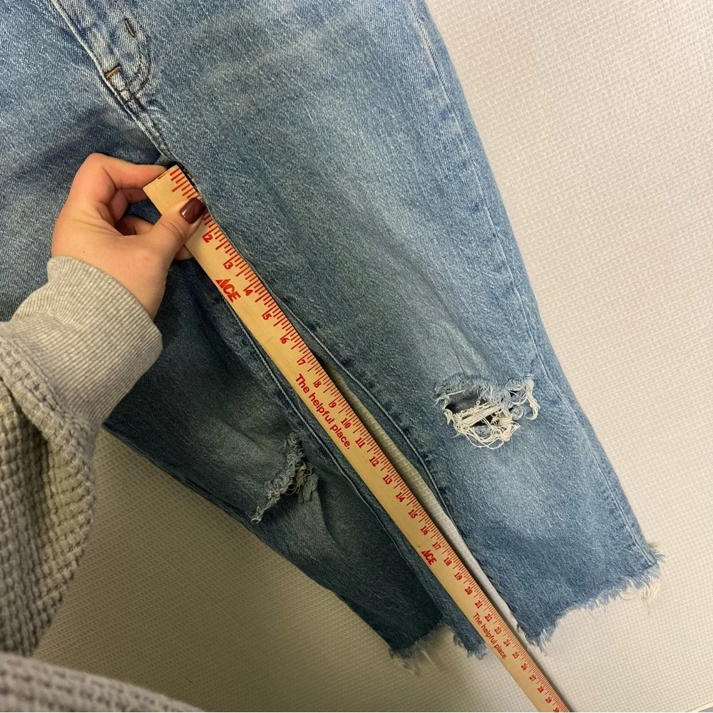 Madewell | Blue Ankle Cropped Jeans‎ with Frayed Hem 25 Boyfriend